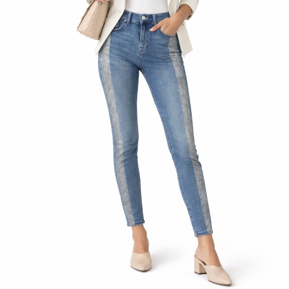 7 For All Mankind Jeans Glitter Tuxedo Side Stripe.